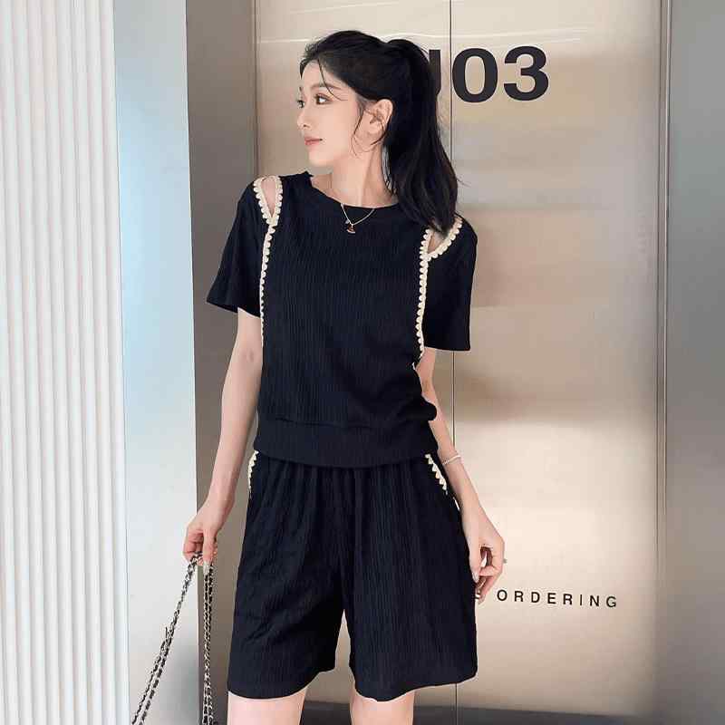 セットアップ レディース 半袖 短パン 涼しい かわいい きれいめ カジュアル 春夏 M L XL