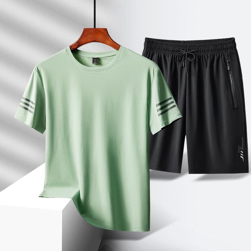 トップス Tシャツ 短パン セットアップ メンズ 夏 スポーツ トレーニング 運動 軽量 部屋着 カジュアル 黒 白 草緑