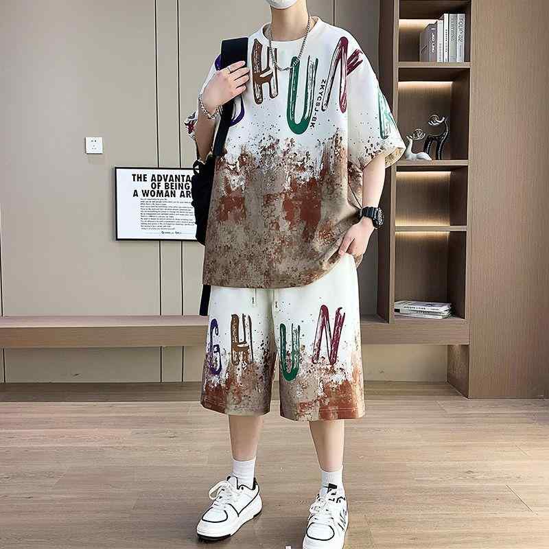 Men'S Wear - トップス パンツ セットアップ メンズ 夏 カジュアル おしゃれ 上下セット 紳士服 男性用 快適 軽量 速乾 通気性 普段使い アウトドア シンプル ファッション 黒 白 黒 茶 緑 カーキ 灰 黄色 青灰色