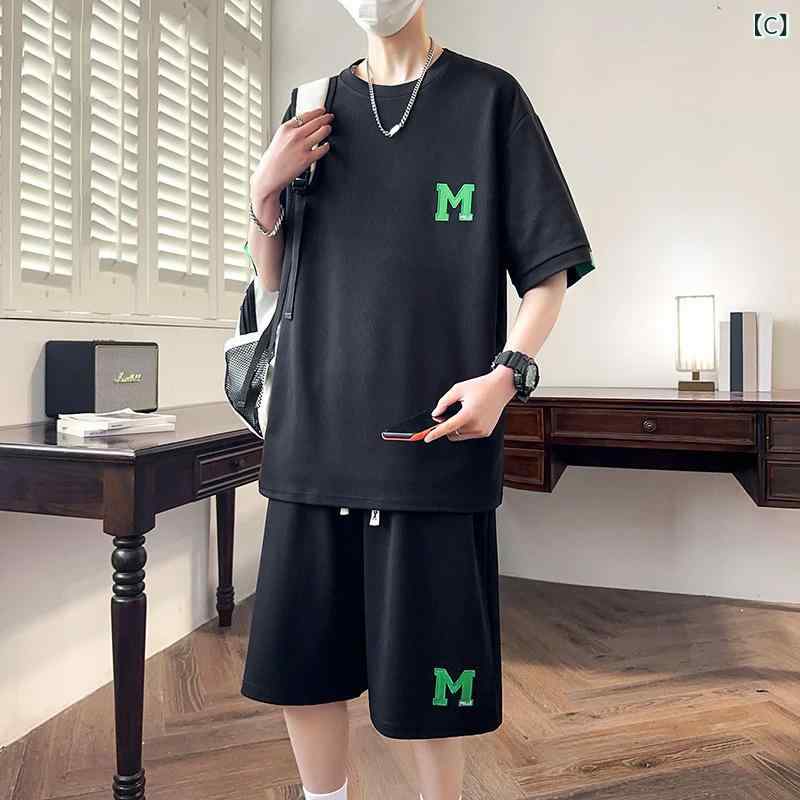 リメイクバディーのメンズ 夏用 ランニングウェア 上下セット 半袖 Tシャツ ショートパンツ 運動着 部屋着 スポーツウェア トレーニングウェア 軽量 速乾 通気性 快適}｜アングル3