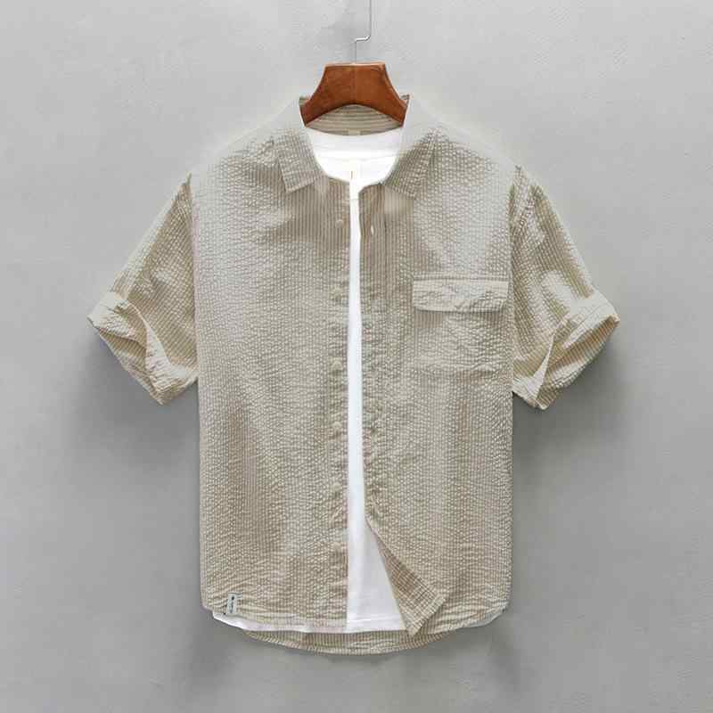 シャツ メンズ シャツ ストライプ 半袖 カジュアルシャツ 綿100% 薄手 春夏用 紳士用 トップス 普段使い オフホワイト系 M L XL XXL XXXL XXXXL