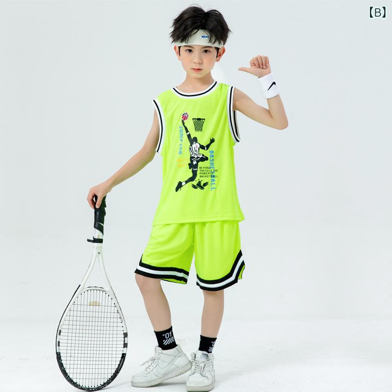 リメイクバディーの男の子 用 バスケットボール 服 セット 夏の 子供 用 スポーツ ウェアの ゆったりと した 通気 性 トレーニング 服｜アングル2