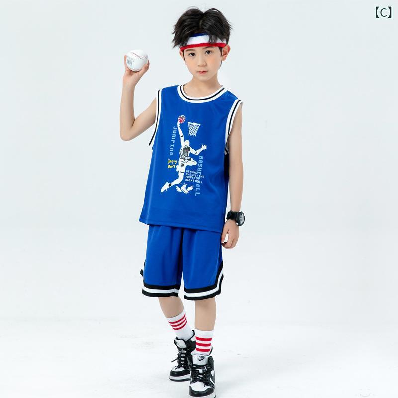 リメイクバディーの男の子 用 バスケットボール 服 セット 夏の 子供 用 スポーツ ウェアの ゆったりと した 通気 性 トレーニング 服｜アングル3