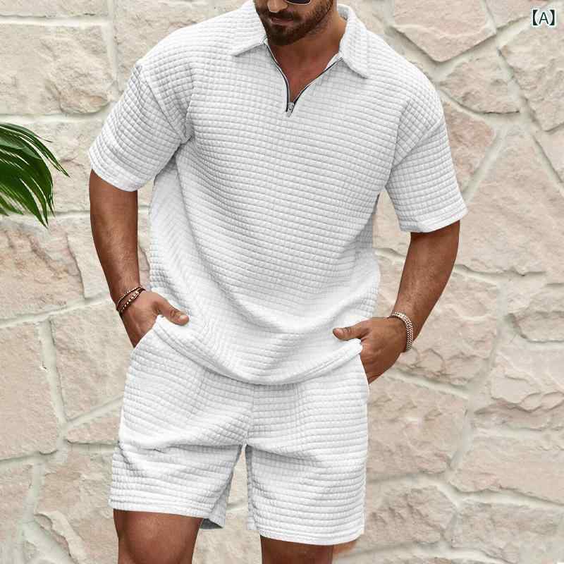 トップス メンズ セットアップセットアップウェア 夏用 上下セットアップ Tシャツ...