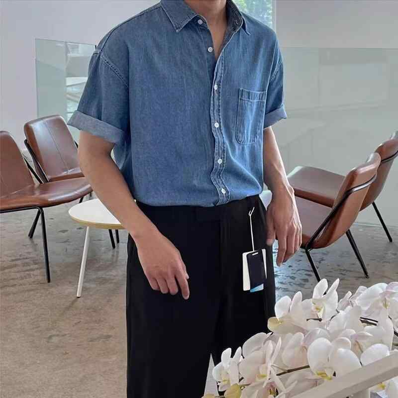 乐天商城 - シャツ メンズ 半袖 薄手 韓国風 トレンド 学院風 トップス ins 超人気 百搭 アウター