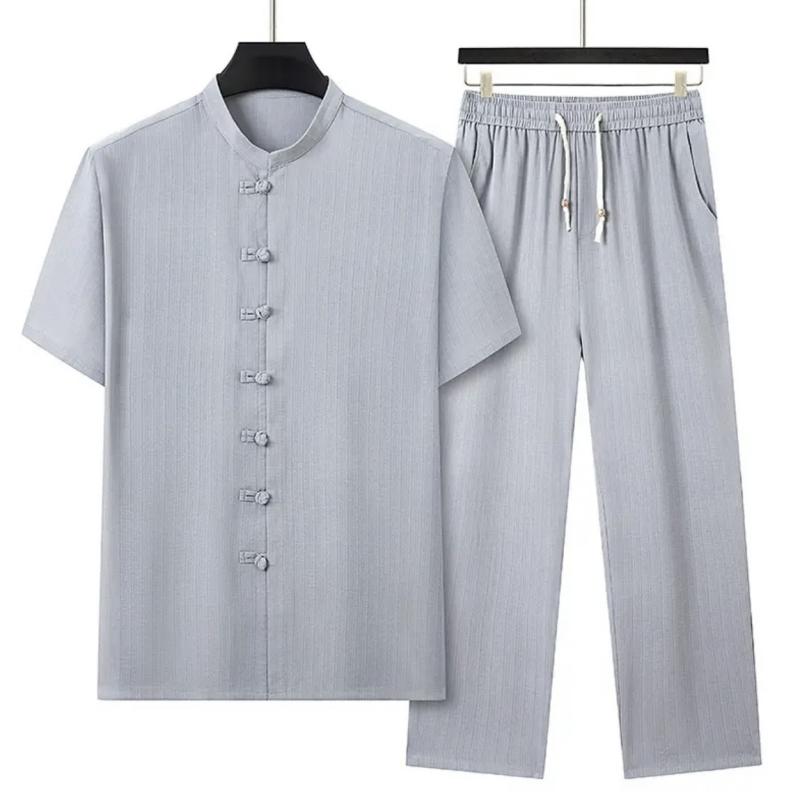 Rakuten - 紳士服 夏 半袖 セットアップ 宽松 祖父用 快適ゆったり 夏物 男性用 トップス パンツ カジュアル 短袖 上下セット 涼感素材：軽快 涼感 快適