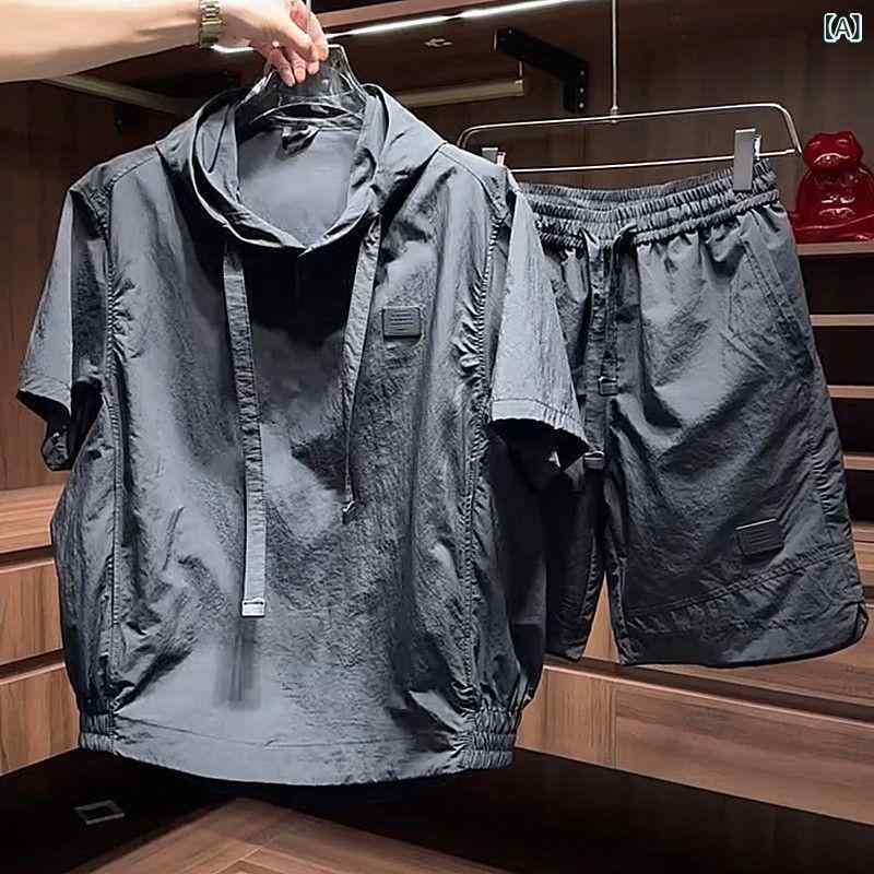 セットアップ メンズ 夏服 速乾 上下セット カジュアル シンプル 無地 涼しい 部屋...