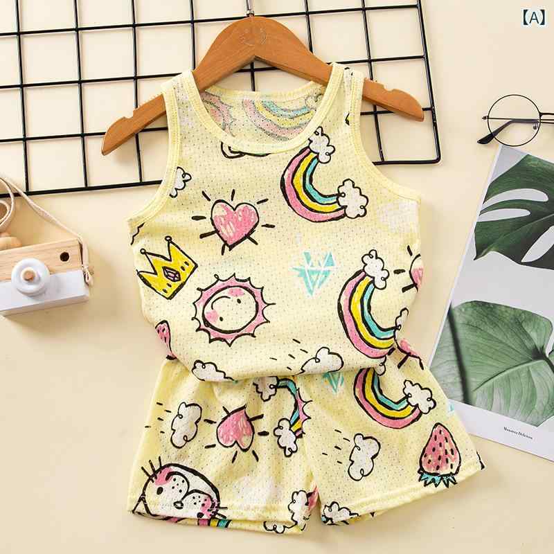 リメイクバディーのトップス 子供服 男の子 女の子 夏用 セットアップ ベスト ショートパンツ 恐竜柄 Tシャツ 半ズボン 2点セット 快適素材 通気性別対応 90-140cm｜アングル2