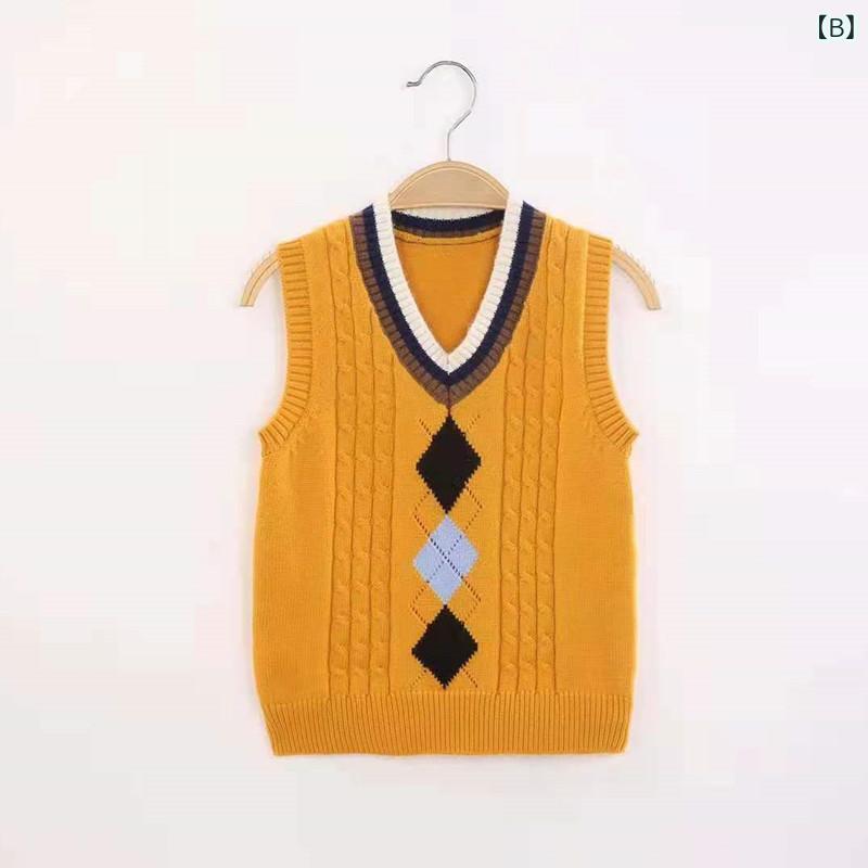 子供 用 カシミヤ ベスト 現物 卸売り 純 色 v ネック カバー 学生 ノースリーブニ...