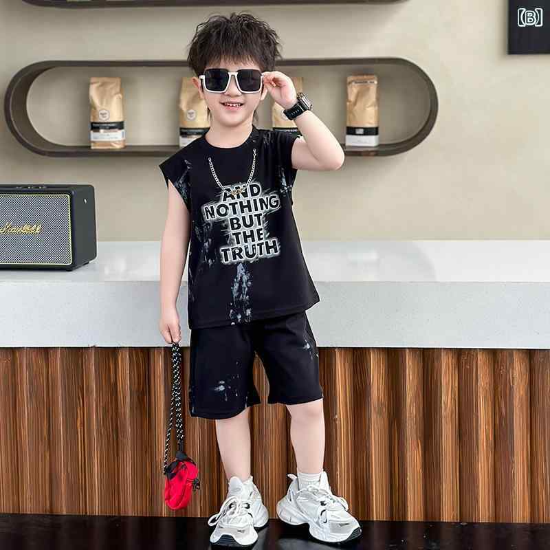 子供の 夏服の ニットの アルファベットの ベスト セット 2025 夏の 新型の 子供の...