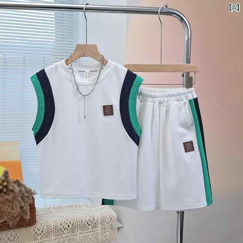 男の子 夏物 上下セットアップ 子供服 半袖 Tシャツ 短パン 運動風 トップス ボト...
