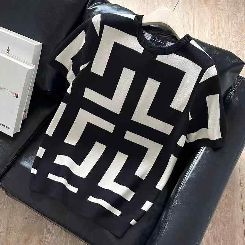 Other - メンズ ニットTシャツ Geometric Pattern Tシャツ M L XL 2XL 3XL 半袖 夏物 メンズTシャツ geometric patterns Tシャツ