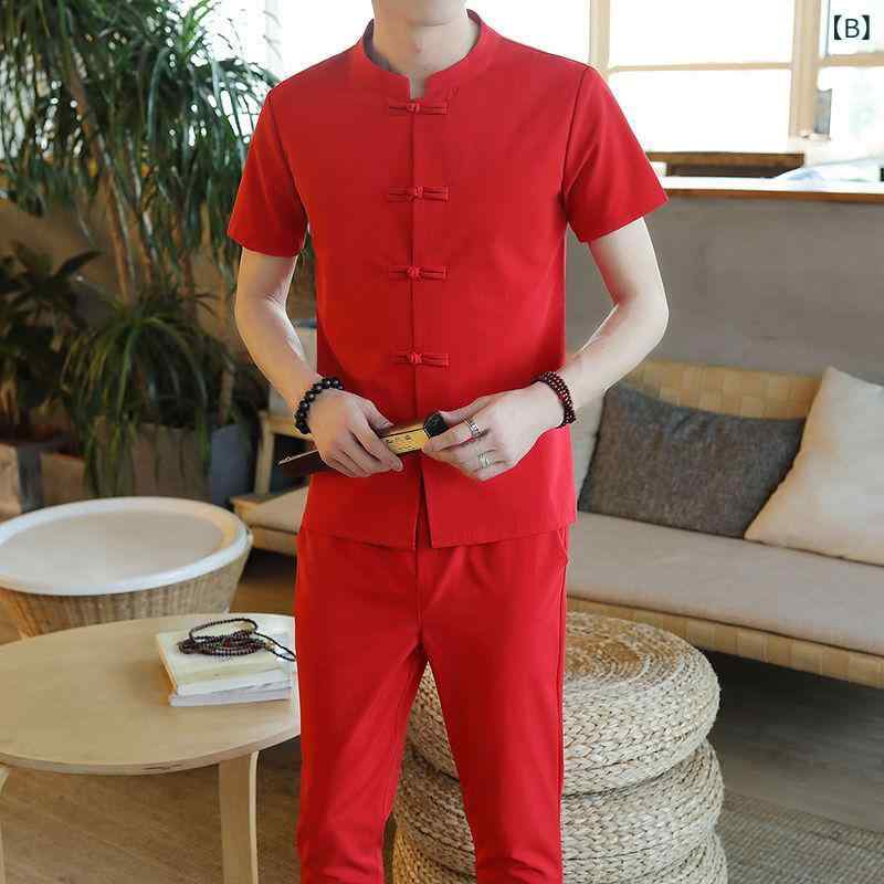 リメイクバディーの中国風 唐装 メンズ セットアップ 半袖 Tシャツ｜アングル3