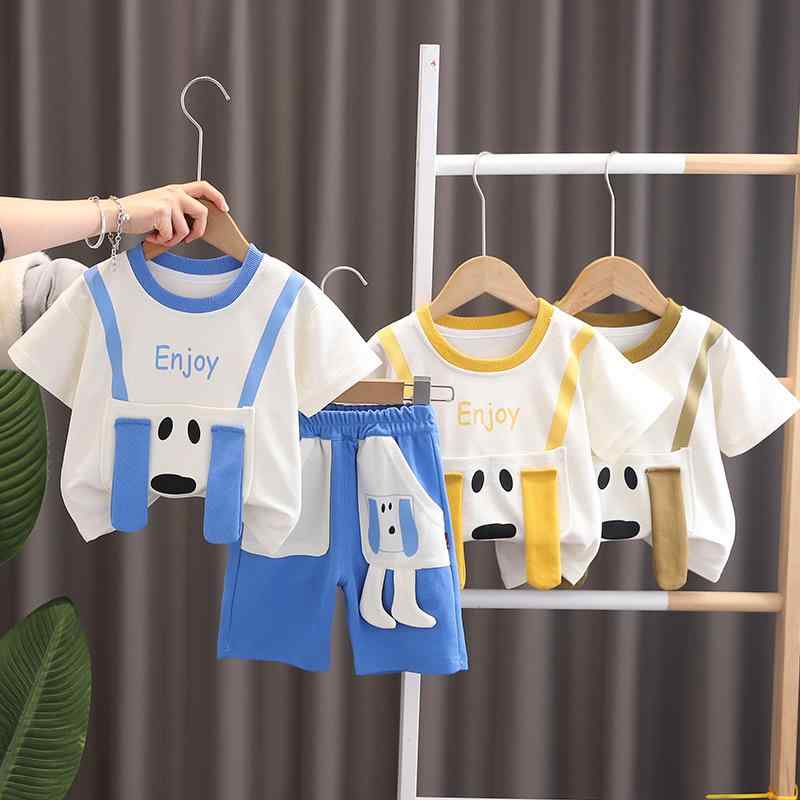 Jersey - 子供服 半袖Tシャツ＆ショートパンツ セットアップ 夏物 男の子 女の子 90cm 100cm 110cm 120cm 男の子 女の子 男の子 女の子 カジュアル かわいい 男の子 女の子 オフホワイト イエロー ブルー 普段使いやすい 普段着 部屋着