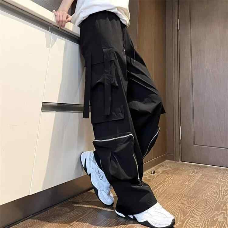 カジュアルパンツ メンズ 男性用 春秋用 直筒型パンツ 工装パンツ 軽量パンツ 黒 M L XL 2XL 3XL