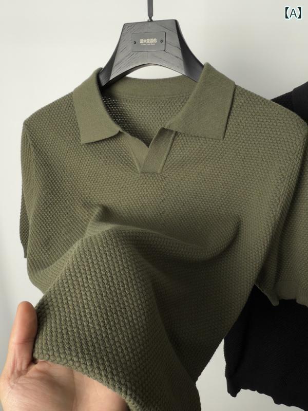 其它 - ハイエンドの 純綿 ニット 半袖 Tシャツ メンズカモメラペルポロシャツ 通気 性の ある 半袖 パイナップル 柄 Tシャツ 夏