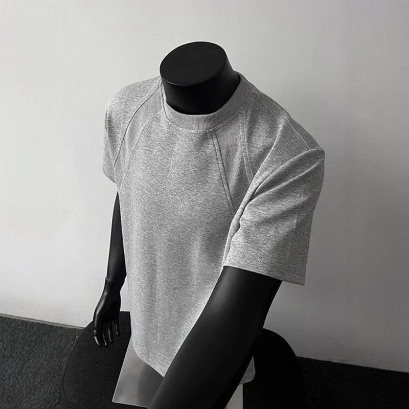 Tシャツ メンズ 半袖 デザイン性別 男性夏用 夏 春夏 薄手 綿 麻混 軽量 接触冷感 高級感 ビッグシルエット 圆领 ボックスシルエット 普段使い カジュアル