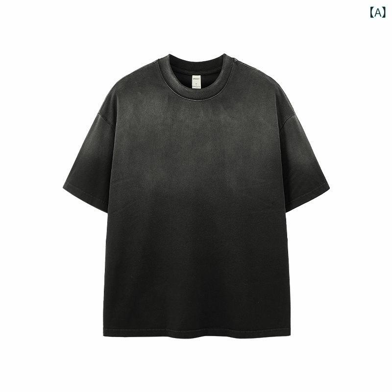 Other - Tシャツ メンズ 春夏 水洗加工 レトロ加工 半袖 圆领 Tシャツ 無地 綿 カジュアル ブラック M L XL