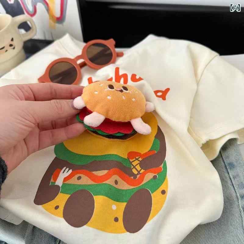 子供服 Tシャツ 半袖 夏用 男の子 女の子 立体 ぬいぐるみ 装飾 綿100% 通気性 カジュアル 普段使い 部屋着 トップス 100cm 110cm 120cm 130cm 140cm 150cm 160cm