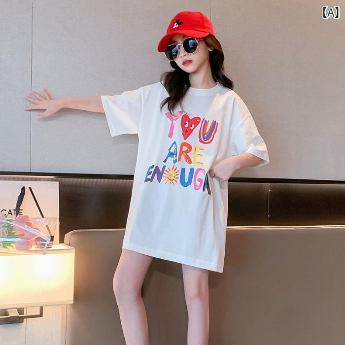 Rakuten - 子供服 女の子 Tシャツ 半袖 夏物 綿100% 夏物 キャラクタープリントTシャツ かわいい カジュアル スポーツ風