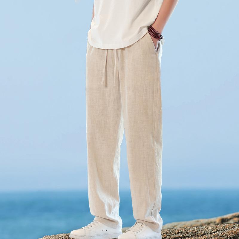 Rakuten - カジュアルパンツ メンズ 麻混 綿麻 ゆったり ストレートパンツ M L XL 2XL 3XL 4XL 5XL 大きいサイズ 春 夏 秋 薄手 軽量 通年 涼しい きれいめ細やか 上質感 細菌抑制 快適}