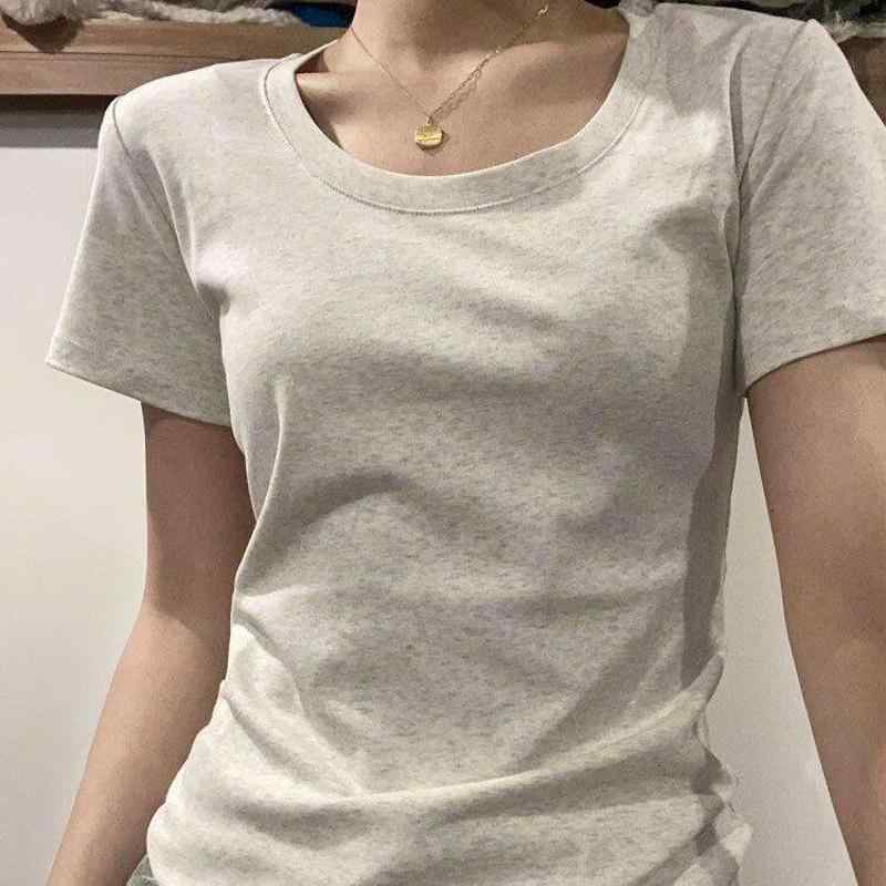 乐天商城 - Tシャツ レディース 白 黒 綿 ストレッチ Uネック 半袖 カジュアル シンプル 上品 きれいめ 着痩せ 細見え トップス 部屋着 普段使い 通学 通勤 快適 清涼感 涼しい 柔らかい 肌触り良い 春 夏 65文字以上 110文字以内