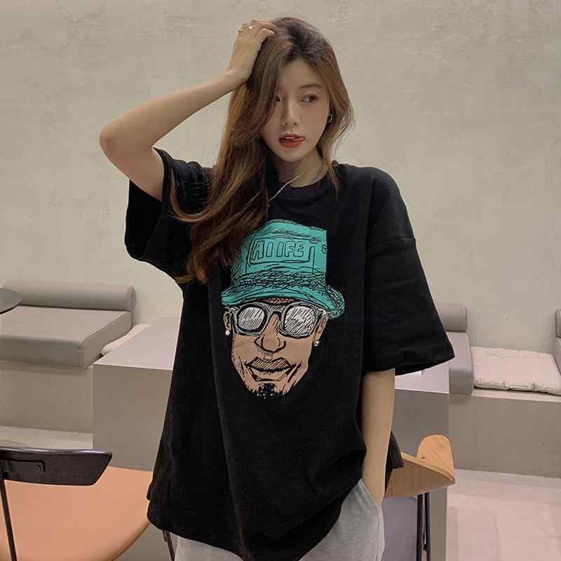 Tシャツ メンズ レトロ風 クリエイティブ プリント 短袖 Tシャツ 夏 ゆったり 着痩せ 個性的 トップス 欧米風 大きいサイズ レディース 黒 白 黒 グレー