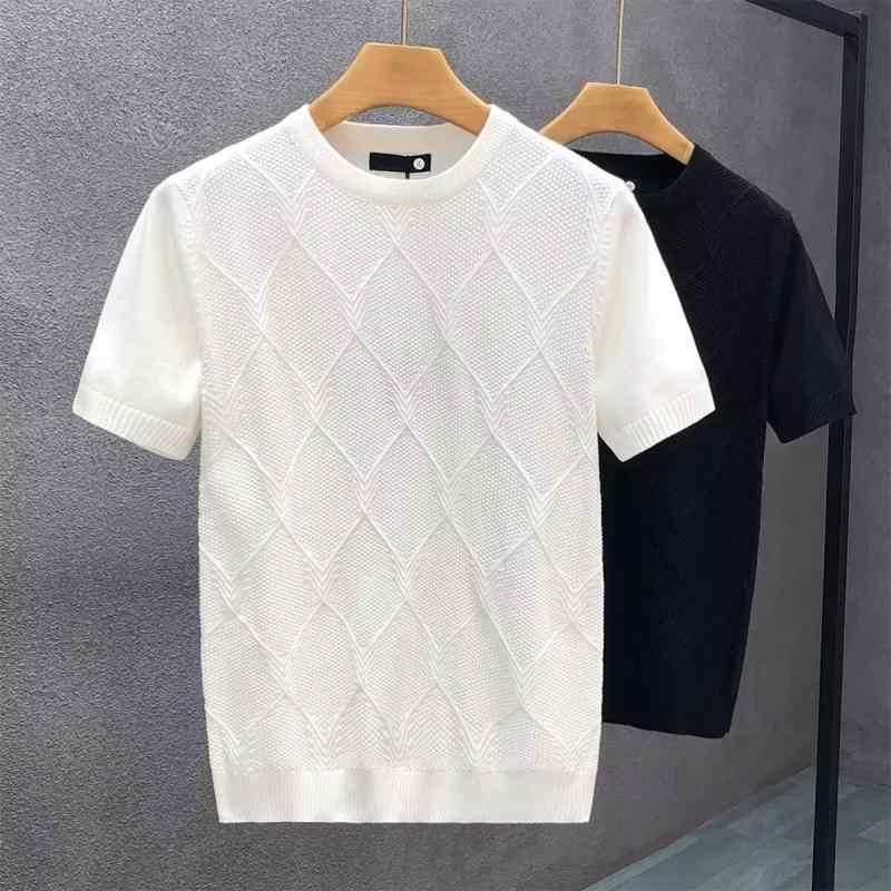 乐天商城 - Tシャツ メンズ 半袖 夏 薄手 おしゃれ 接触冷感 吸湿速乾 ニット 伸縮性 通気性 イギリス風 清楚系 男性用 トップス 男性用 夏物 服 夏物 紳士服 快適 白 黒 M L XL 2XL 3XL