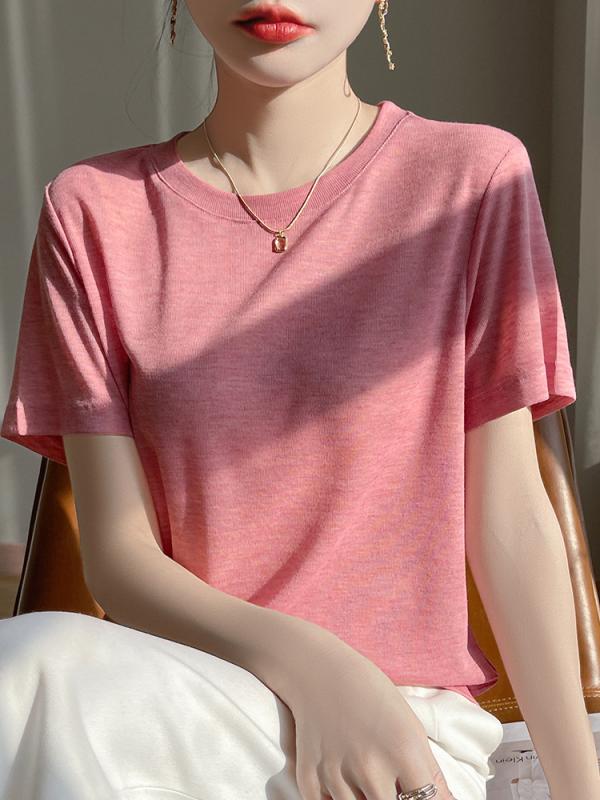 樂天商城 - Tシャツ 白色 M LXL Tシャツ 白 再生繊維 綿混 春夏 カジュアル シンプル かわいい 接触冷感 半袖 トップス