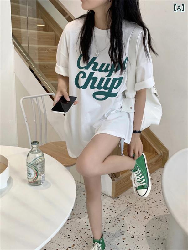 樂天商城 - Tシャツ レディース 半袖 綿100% ゆったりシルエット クルーネック プリント カジュアル 夏服 きれいめ おしゃれ かわいい おしゃれ 清楚系 森系 ファッション 20代 30代 40代 50代 60代 普段使い 通勤 通学 アウトドア オフィス