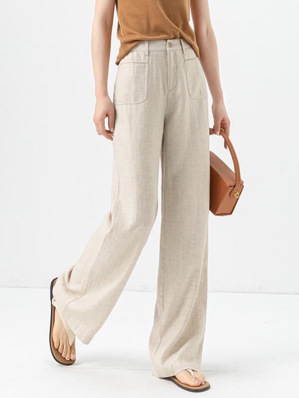 パンツ レディース テーパードパンツ Tencel Linen Wide Leg Pants High Waist Casual Long Pants Ladies Spring Summer Thin Ice Silk Straight Leg Cas