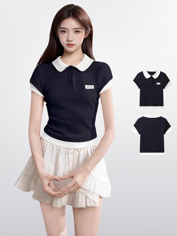 Tシャツ Polo襟 短袖 レディース 通勤用袖 レディース 夏 通勤ファッション 快適カ...