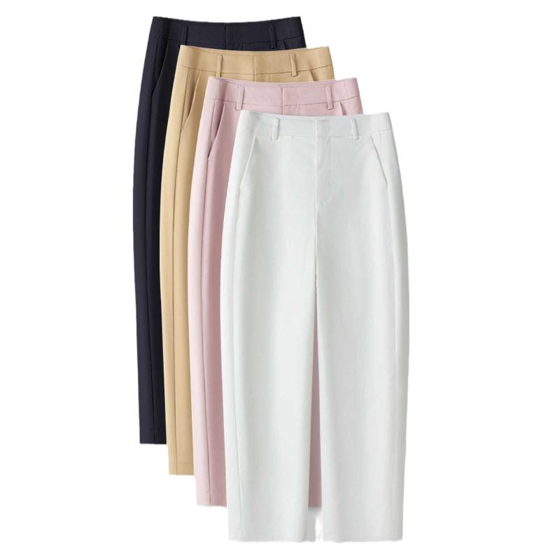 乐天商城 - パンツ レディース 高品質 おしゃれ きれいめ カジュアル オルチャンファッション 普段使い 通勤用 部屋着 アウトドア 快適 伸縮性 綿 麻 デニム 再生繊維 軽量 ブラック ピンク系 アイボリー 春夏 秋服 冬服 オールシーズン ハイウエスト ビッグ