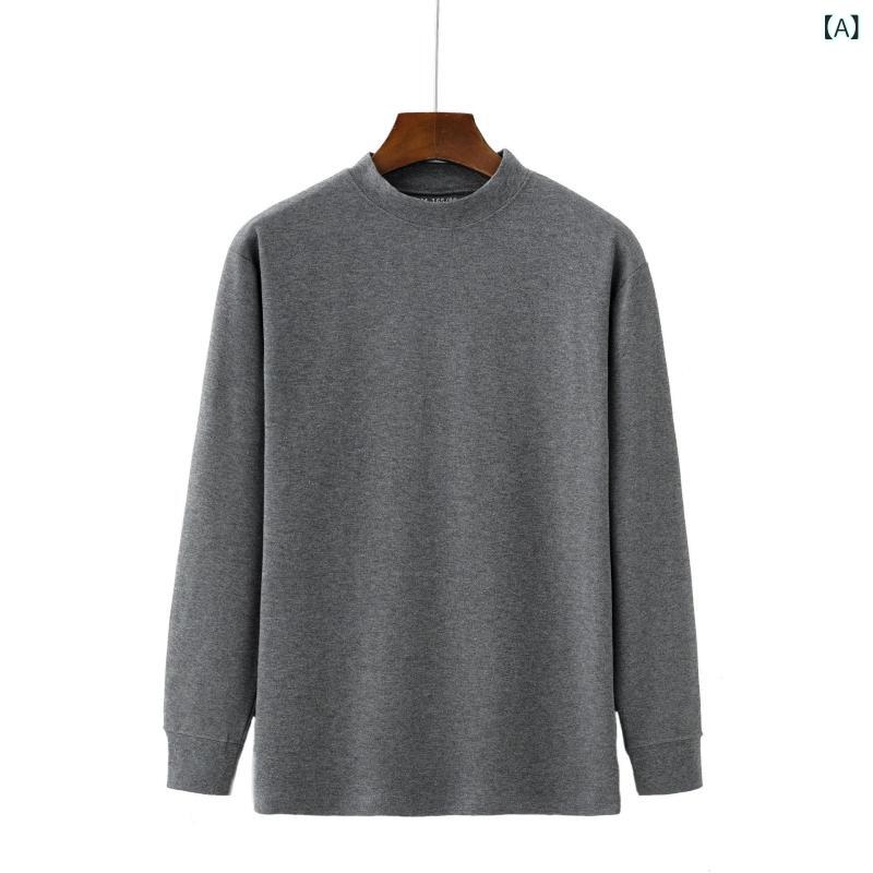 Other - Tシャツ メンズ 長袖 綿100% ハイネック 秋冬用 快適 通気性 耐摩耗性 吸湿速乾性 ミドルエイジ ビジネス紳士用 深灰色 浅灰色 ウラン 棗赤 M L XL XXL XXXL