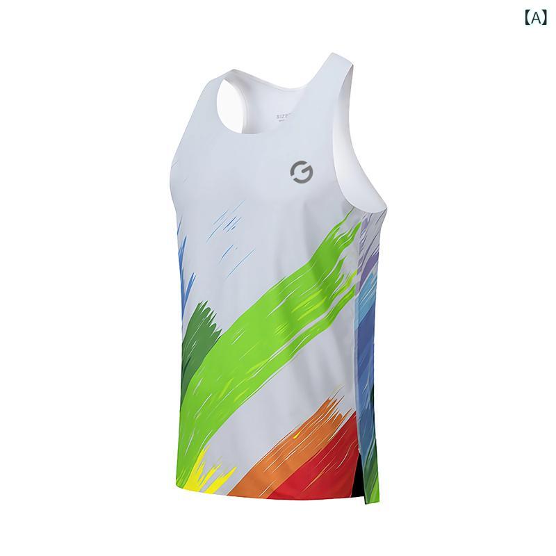 マラソンランニングベストメンズ 夏 プロ スポーツ Tシャツ 競技 服 シームレスラミネートバスケットボールフィットネス 速 乾性 服