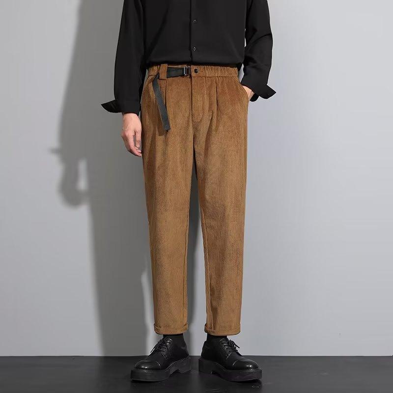 テーパードパンツ メンズ カジュアルパンツ 男性用 復古風 切り替え ベルト付き 紳士用 春秋 小脚長パンツ 伸縮性 耐磨仕様 普段使い アウトドア ブラック ダークグレー 深灰色 深カーキ色 浅カーキ色