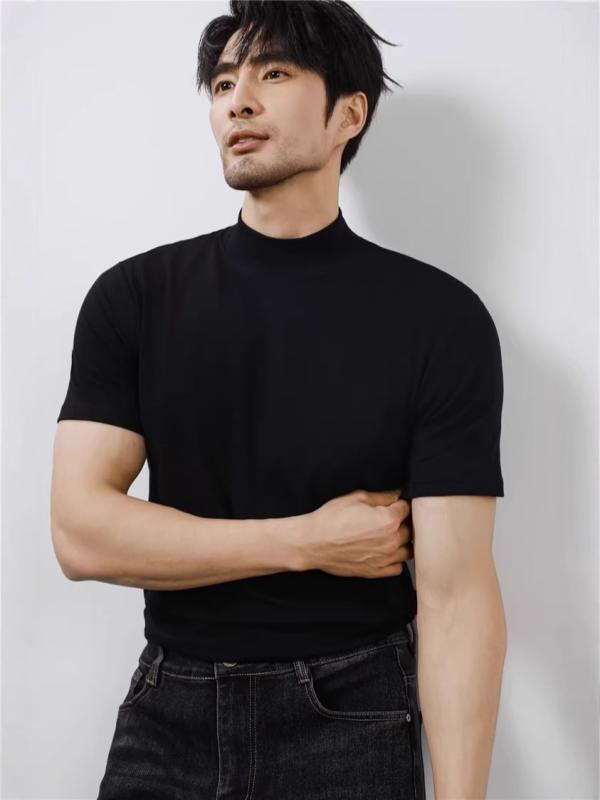 Other - Tシャツ メンズ 半袖 夏 接触冷感 軽量 純色 薄手 ニット トップス 男性用 カジュアル おしゃれ 紳士用