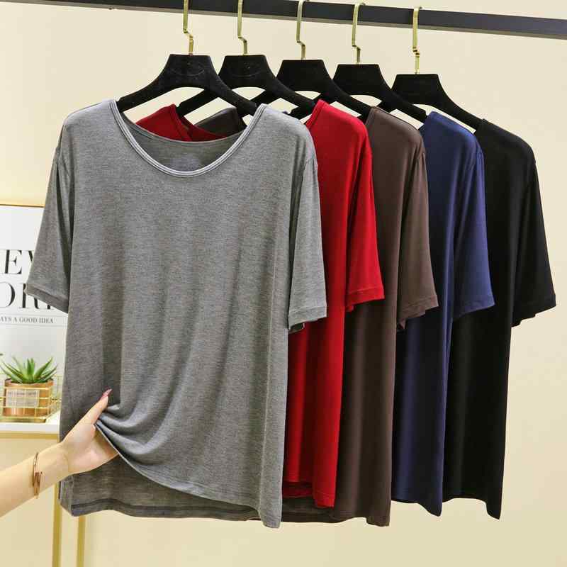 樂天商城 - Tシャツ レディース モーダル 半袖Tシャツ 円領 ゆったり 大きいサイズ 通年着用可能 カットソー トップス カジュアル風 カジュアル 薄手 快適 接触冷感 吸湿速乾 夏 春夏物