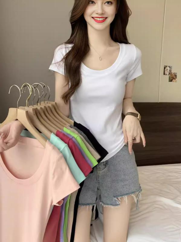 乐天商城 - Tシャツ レディース Uネック 半袖 Tシャツ トップス ダークグレー M L XL XXL M L XL