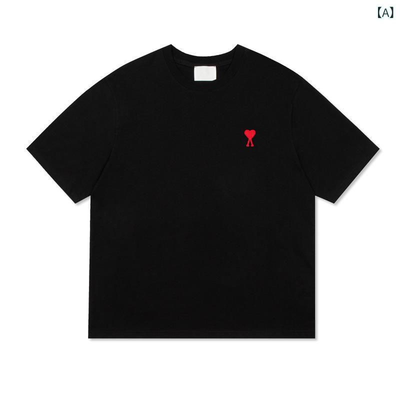 Rakuten - Tシャツ 無地 刺繍 半袖 メンズ レディース 夏服 カジュアル かわいい おしゃれ ファッション おしゃれ シンプル 綿100% 通気性 快適 M L XL