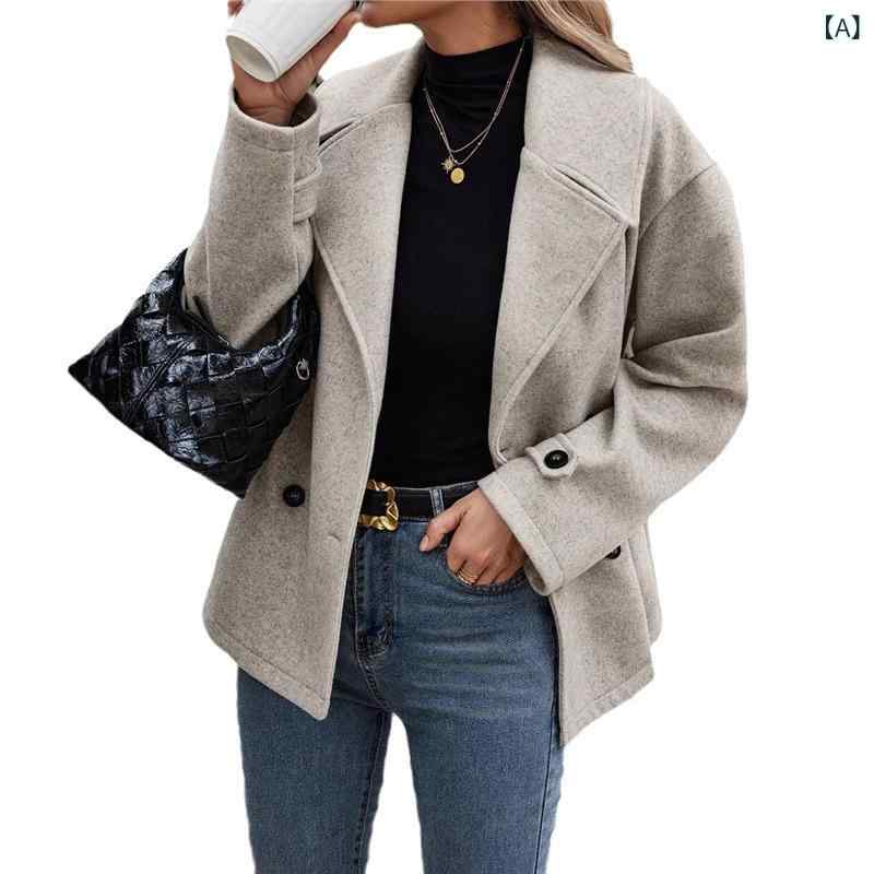 乐天商城 - 2025 ヨーロッパと アメリカの 貿易 婦人 服 女性の 秋と 冬の 新しい多 用途 ウールジャケットルーズショートスーツコート