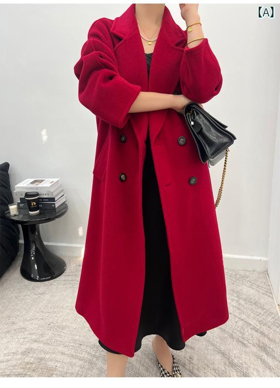 Coat - 両面の カシミヤの コートの 新型の スターの同 項の ゆったり して いる 高級 感と 長い タイプは ファッション 的な 郭の 形の コートに 内張りが あります。