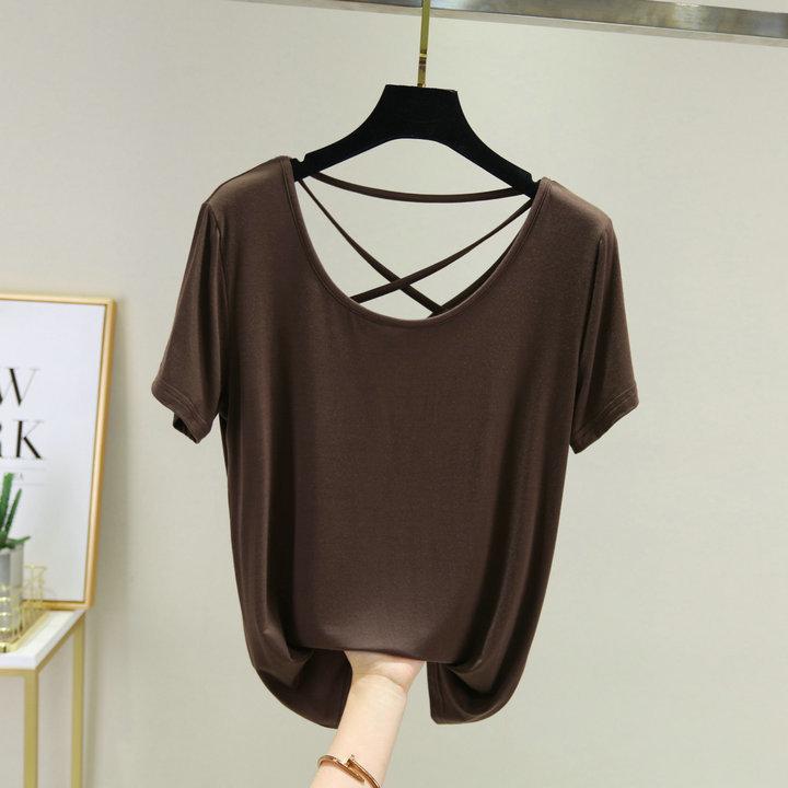 樂天商城 - Tシャツ レディース トップス アイスシルク モダール 冷感 吸湿速乾 薄手 夏服 通勤 通学 普段使い 軽量 接触冷感 伸縮性 軽量 マカロンカラー クロッシー バッククロス 美背 異素材切り替え おしゃれ かわいい 普段使い オフィス カジュアル き