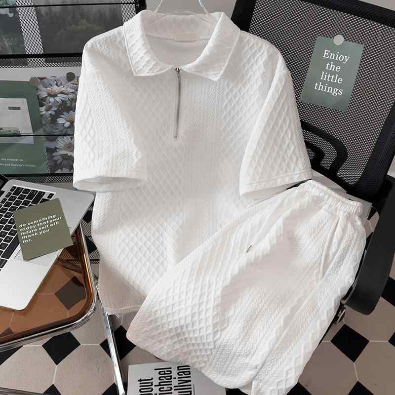 トップス セットアップ メンズ 半袖 ポロシャツ ハーフパンツ 夏 カジュアル 紳士服 上下セット M L XL 2XL 3XL