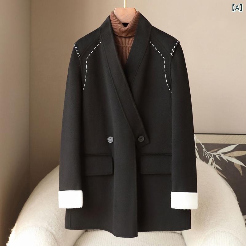 少量の 服 2025 春の 洋 気の 新型の 10 の カシミヤの 両面の コートの カジュアルな スーツの 毛の コートです。