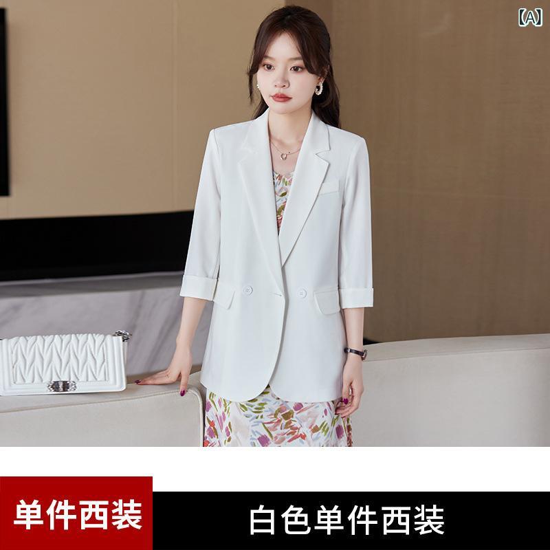 バック フォークの 黒い スーツの コートの 女性の 夏の 薄い タイプの 2024 春の 新型の ハイエンドの 大きい サイズの 女性の カジュアルな スーツ