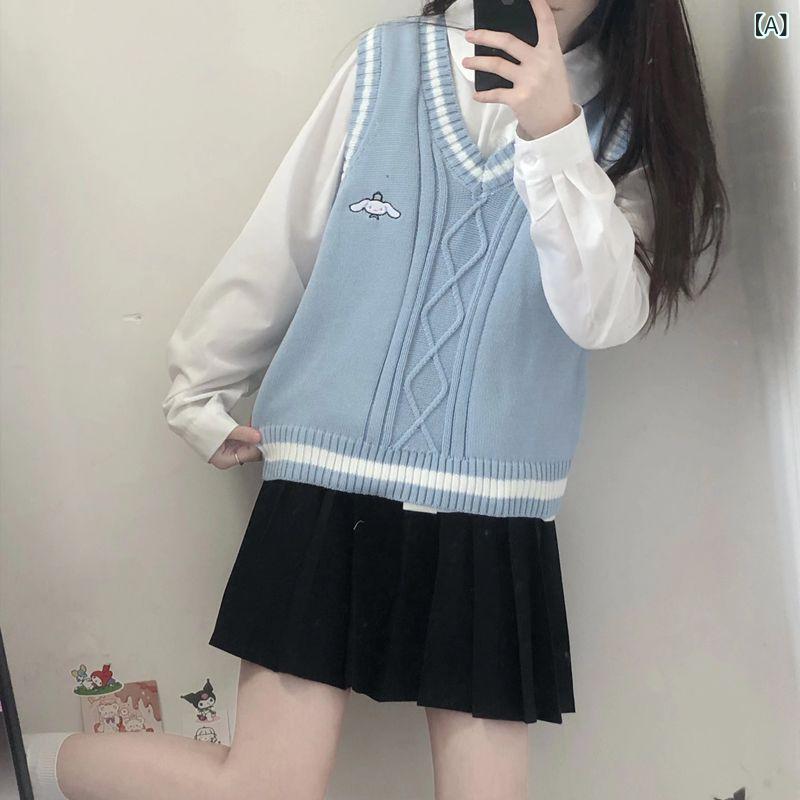 樂天商城 - 春秋の 新型の 甘い ニットの 馬 甲の 女性 学院の 風は 柔らかくて、 モチ モチで かわいいです。