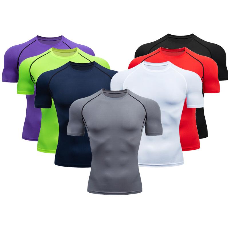 メンズ Tシャツ 短袖 トップス 運動 フィットネス 服 タイト フィット 伸縮性 透気...