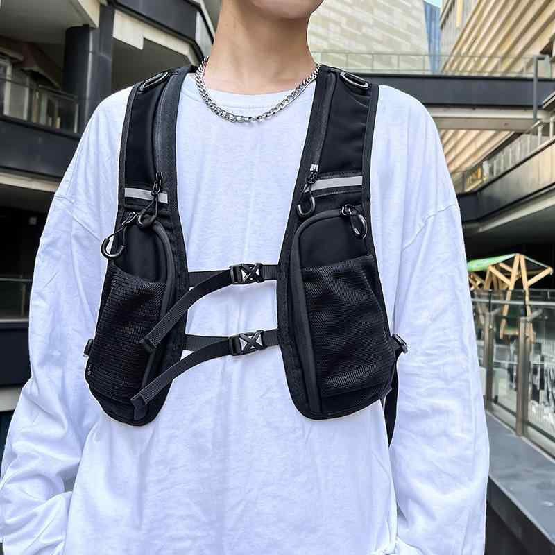 マラソン ベスト バックパック メンズ 軽量 透気性 牛津布 黒 2025 夏 都市 シンプル スタイル 純色 ニロン ライニング 気圧 クッション ショルダーストラップ ハイキング バックパック クロスカントリー ランニング アウトドア サイクリング