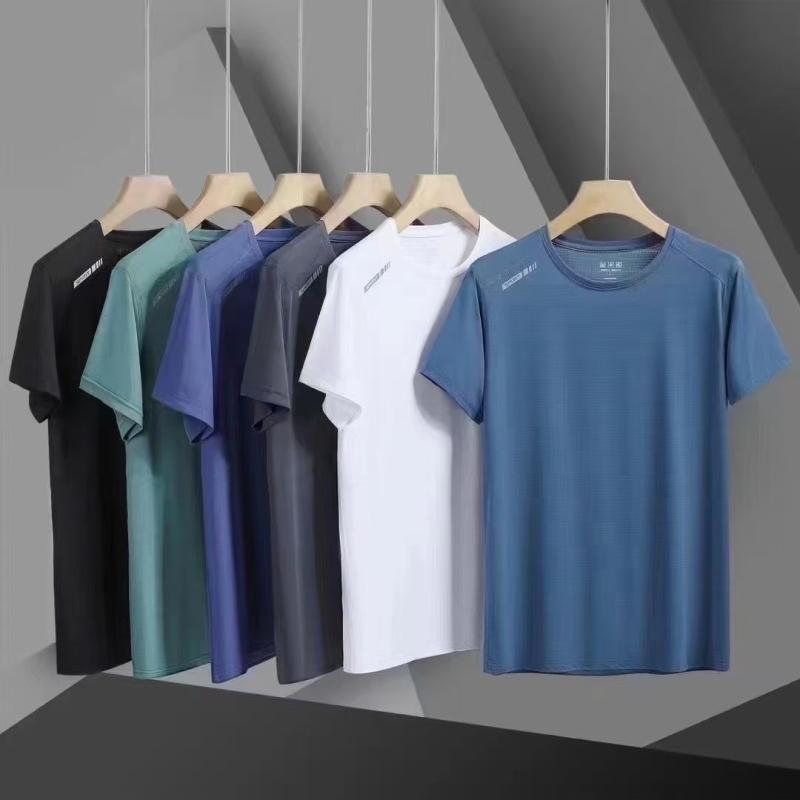 Tシャツ メンズ レディース 短袖 丸首 速乾 薄手 緑 灰 黒 白色 直筒型 軽熟 休闲 锦纶 ニロン 再生繊維 透気 抗菌 耐磨 高弾 吸湿排汗 秋季 夏季 大型 ロテン 底辺 幾何 印花 純色 成人 男 女 運動 半袖 体操服 トップス ユニセック